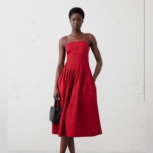 Banana Republic Pleated Taffeta Midi Dress